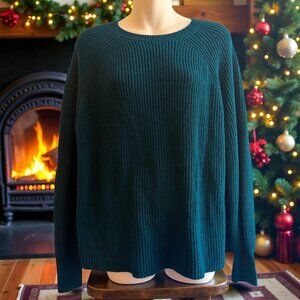 Jessica Simpson Teal Ribbed Knit Sweater | Relaxed Fit | Size L